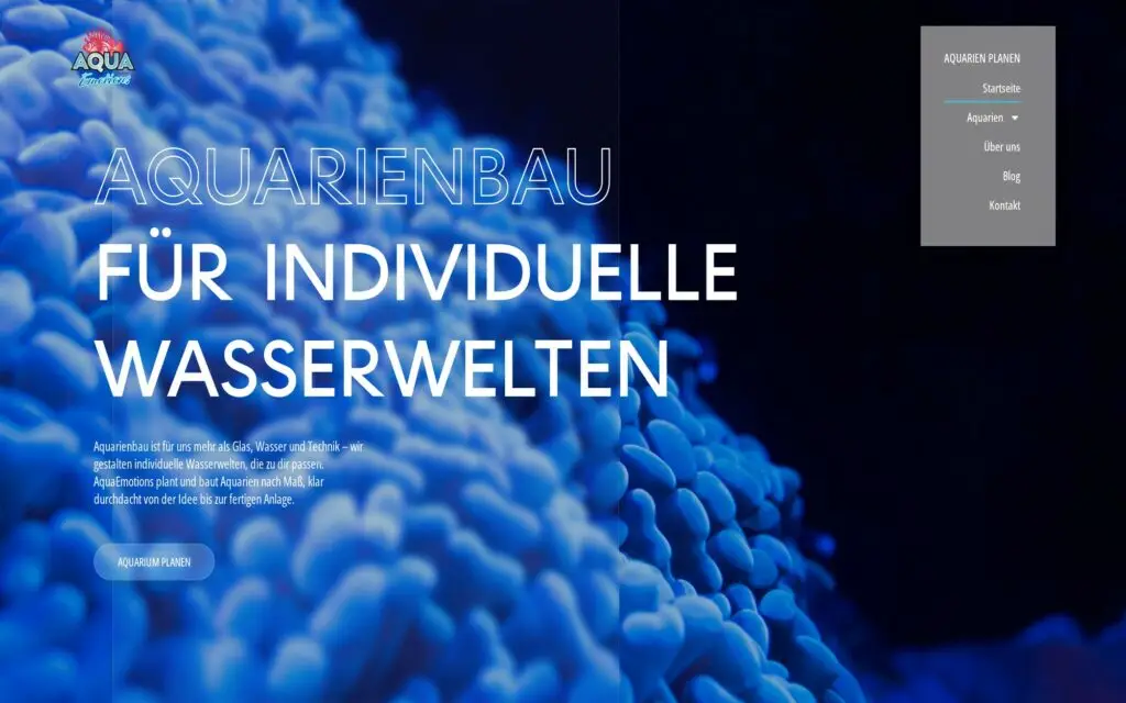 Corporate Website für AquaEmotions, individueller Aquarienbau