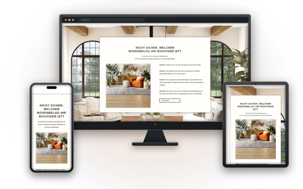 Website von HAFY Bodenbeläge auf Desktop, Tablet und Smartphone