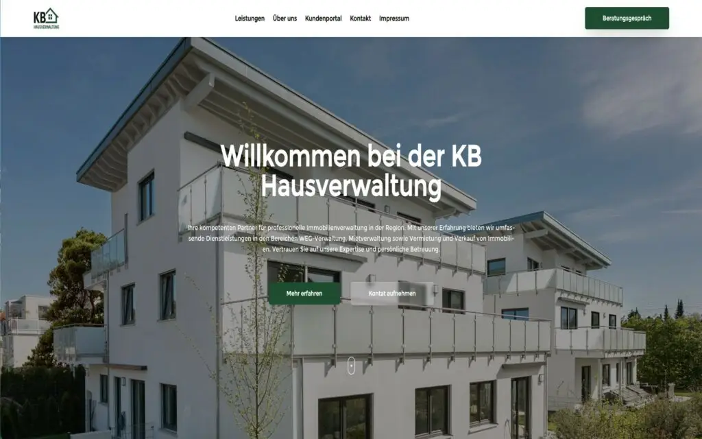 Corporate Website mit Kundenportal für die KB Hausverwaltung in Großbottwar