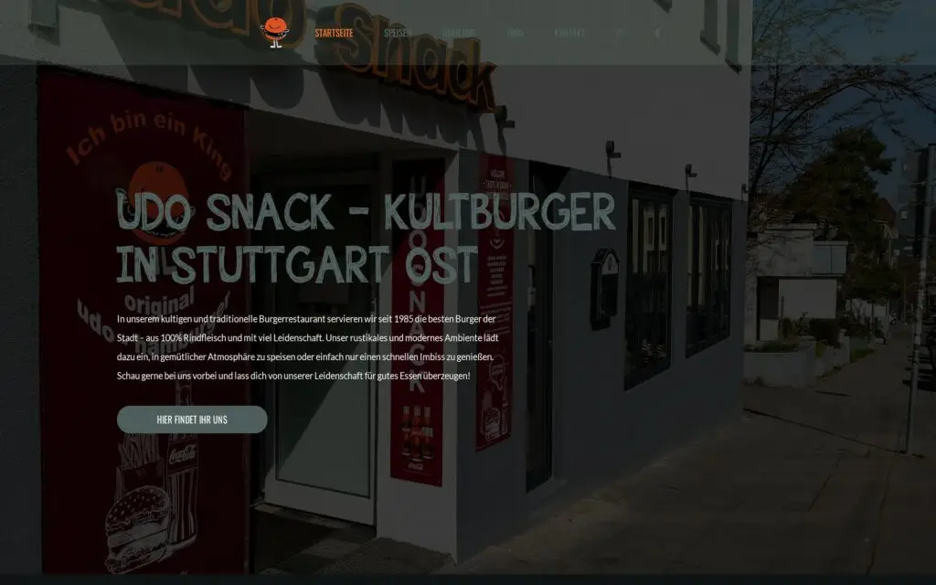 Website für das Kultburger-Restaurant Udo Snack in Stuttgart Ost