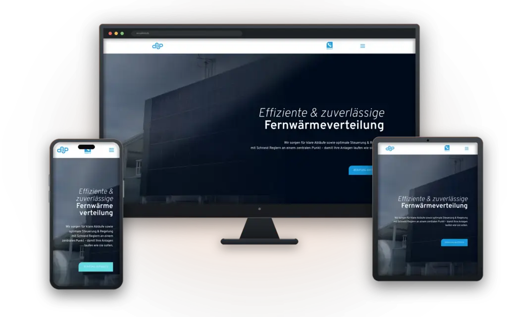 Website von UP-Systems auf Desktop, Tablet und Smartphone