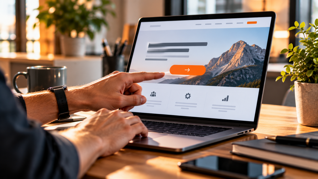 Call to Action auf einer B2B-Website mit hervorgehobenem CTA-Button